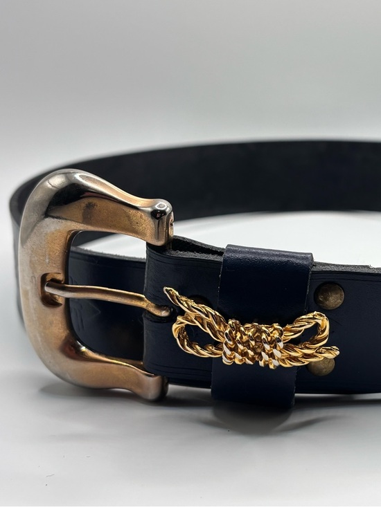Axcess Accessories - Vintage Italian Leather Belt Gold Rope Detail Small 27 Western Boho